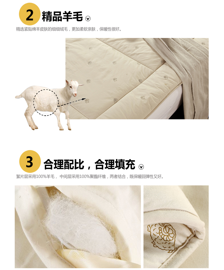 
                                                                                博洋家纺 羊毛床褥子 全棉羊毛垫子床垫 双人加厚冬季保暖床垫保护垫 馨雅型羊毛床褥 1.8米床                