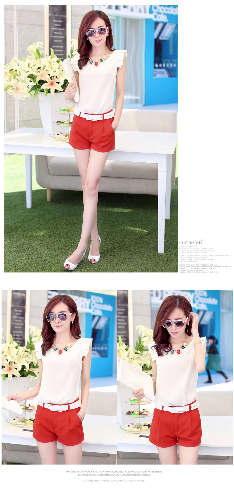 碧优妮<em>夏</em>新款<em>两件套</em>上衣配<em>短裤女套装</em>025172