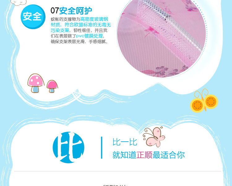
                                        正顺家纺婴儿童蚊帐宝宝蒙古包带支架加密加柔带布防蚊帐婴儿床用蚊帐 快乐宝贝升级版粉色115*65                