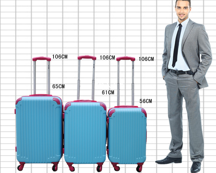 abs万向轮行李箱 旅行箱 20寸登机箱22寸24寸皮箱(黄撞玫红 20寸)
