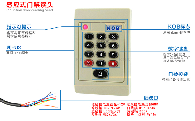 KOB品牌\/ID门禁读头\/读卡器\/门禁刷卡器\/WG2