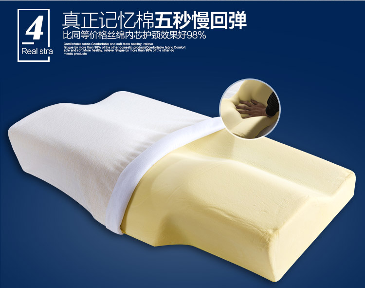 【京东快递】摩亚 枕头 记忆枕 颈椎枕头芯 慢回弹太空枕芯 蝶形枕-蓝色