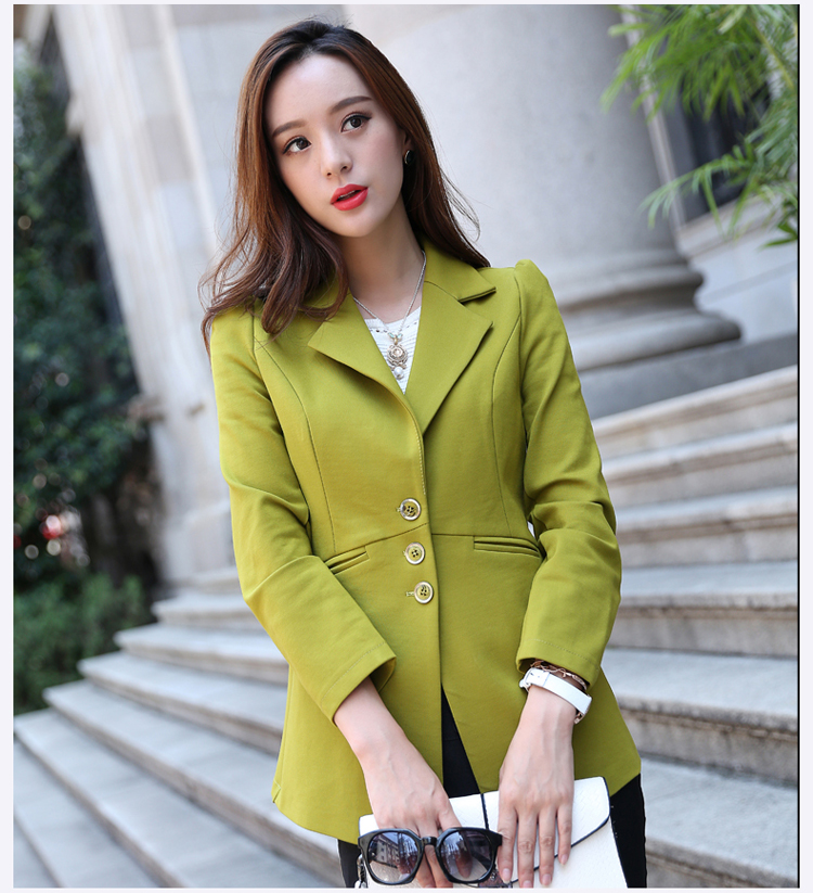 玖寸绿秋装短外套西装外套女韩版小西装通勤百搭女士小西服修身休闲小西装OL职场外套8609 浅绿色 XXXL