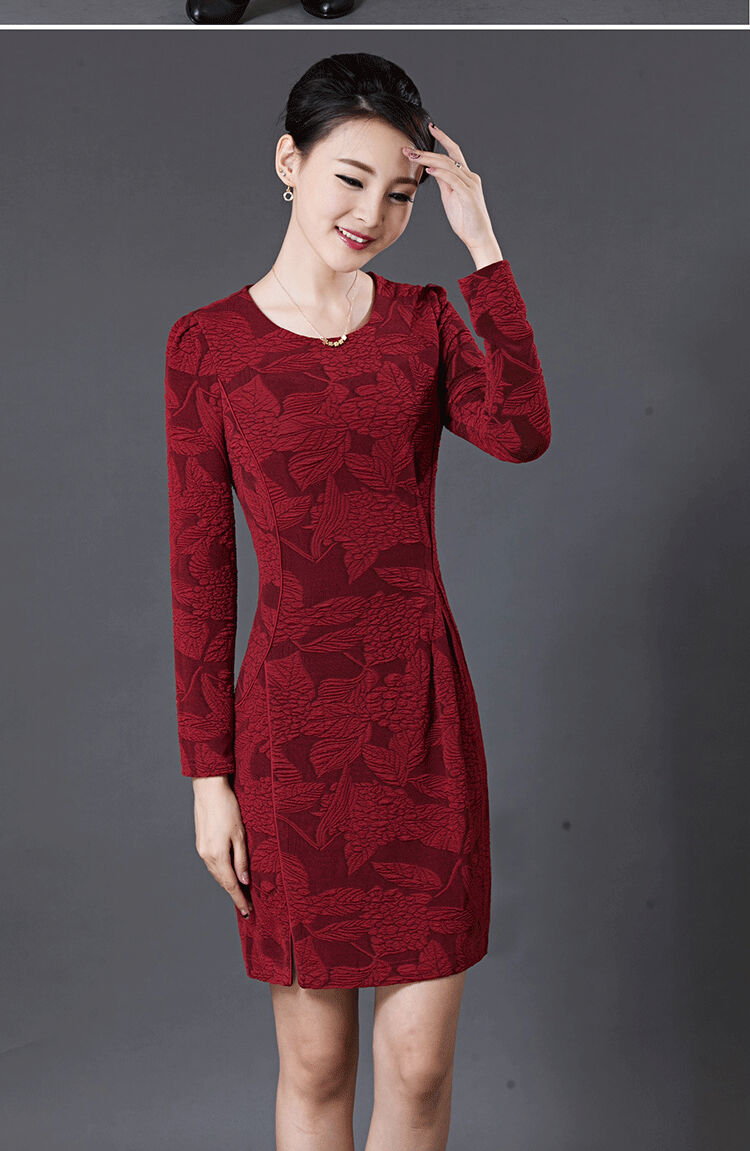 Yuen Yuk 2015 autumn and winter new women's round-neck collar temperament stamp large Sau San long-sleeved dresses W8241 3XL Peacock Blue Photo, prices, brand platters! The elections are supplied in the national character of distribution, so action, buy now enjoy more preferential! As soon as possible.