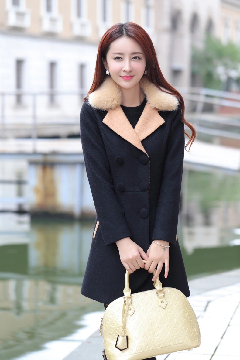 Morcar Connie snow  2015 autumn and winter new double-spell colors in the jacket long? 