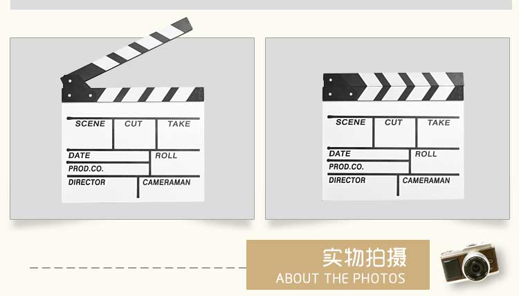
                                                            翻旧事  家居装饰品创意摆件 木质电影导演拍板 木制摆件拍摄道具 黑色                