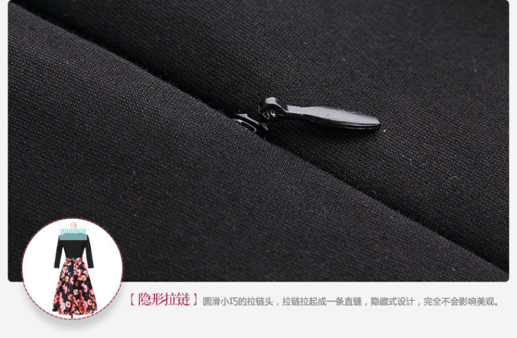 薇薇陈品2015女装秋装新款修身中长款时尚连衣裙秋季韩版圆领印花裙2970 红花 S