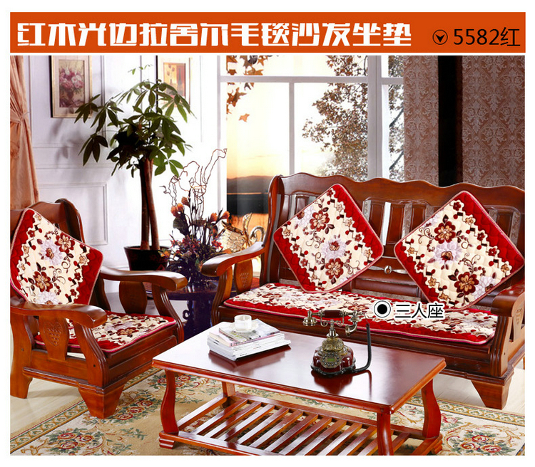 实木沙发垫短毛绒木质沙发坐垫红木沙发垫实木沙发垫子 5583驼 40*60同款腰枕