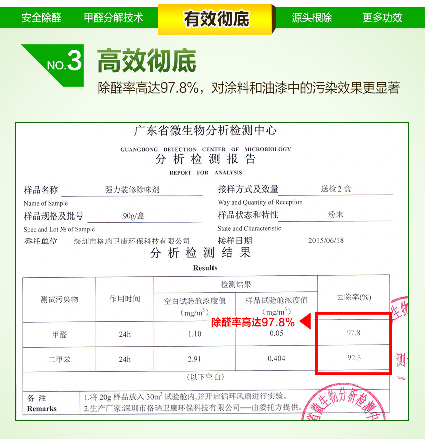 
                                        格瑞卫康 除甲醛 甲醛清除剂 新房装修汽车新车家具除笨去除味剂油烟 110㎡ 90g                