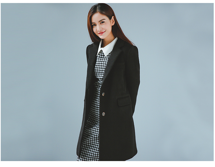 良衣尼朵2015冬季新款大衣女中长款韩版羊毛绒厚毛呢外套风衣女 驼色 M