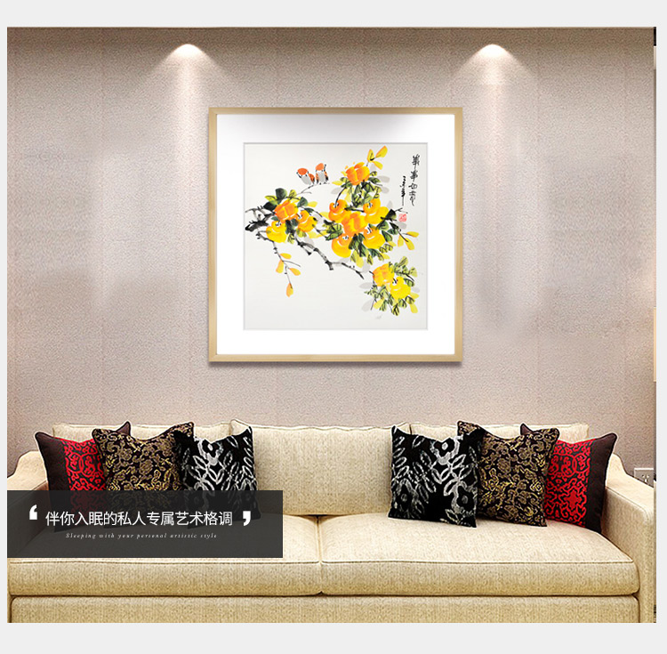 
                                        领格 实木有框装饰画 蒋小松手绘 国画  现代客厅办公室书房挂画 花鸟 福禄图GHN-0047 尺寸70cm*70cm 原木外框  其它外框联系客服                