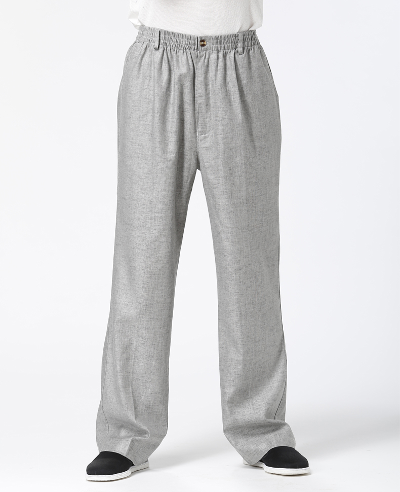 拾货春季新款中老年人休闲西裤 男士中国风休闲宽松直筒裤 复古宽松