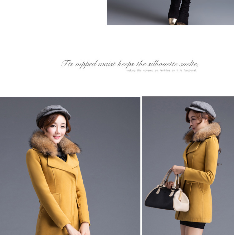 幸福时光（happy time）2015秋冬新女装新款修身保暖大码时尚羊绒气质毛呢大衣外套 1020大红色 M