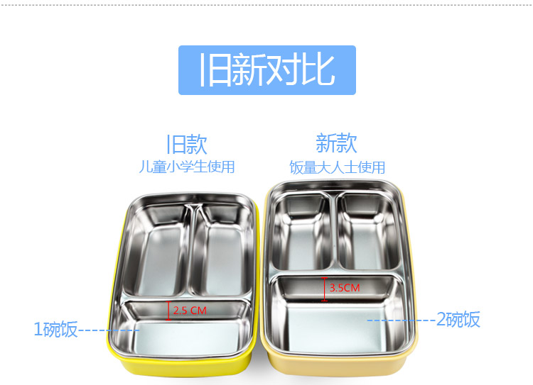 
                                                            greenkeeps韩国进口学生饭盒便当盒分隔餐盘儿童饭盒304不锈钢饭盒带汤保温加深3格饭盒餐盒 tpe一体四格粉卡2000ml+餐具+饭盒袋                