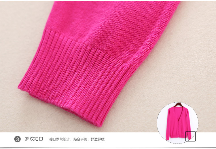 
                                        洛薇雅针织衫女开衫秋装新款V领百搭大码长袖外搭针织外套 玫红 M                