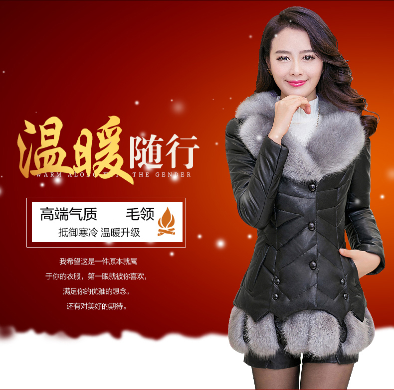 伊索琳2015冬季女装外套棉衣女棉服新款大毛领皮衣潮韩版 黑 色 L