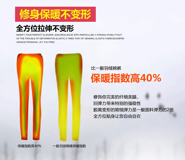 伊莎慕菲 冬高腰羽绒裤打底裤女外穿高腰修身显瘦加厚小脚长裤子 红色波点 M