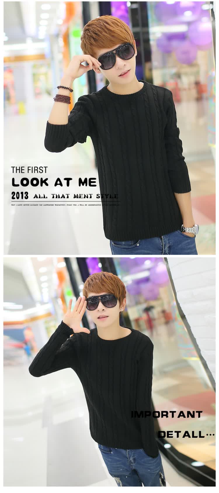 2014秋冬新款<em>男士</em>圆领<em>织花</em>时尚<em>毛衣</em> 休闲韩版