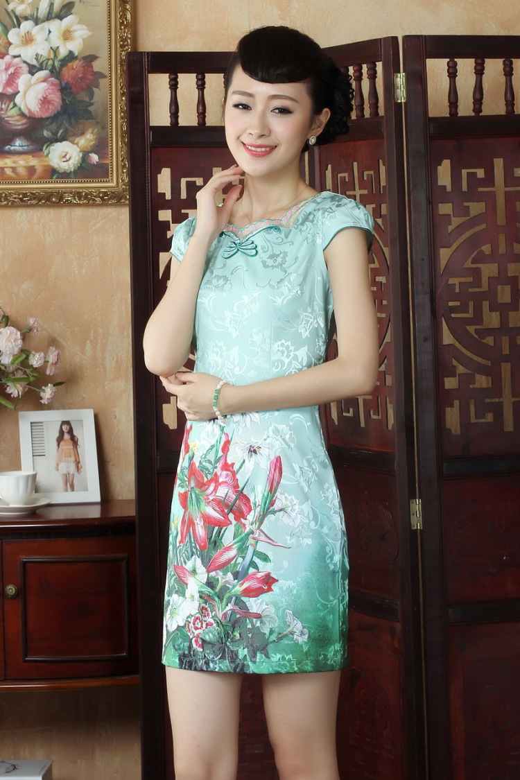 Mrs Ingrid sprawl economy summer dresses female Chinese China wind improved cheongsam dress dresses daily short cheongsam dress dress D 0243 figure XXL pictures, price, brand platters! Elections are good character, the national distribution, so why buy now enjoy more preferential! Health