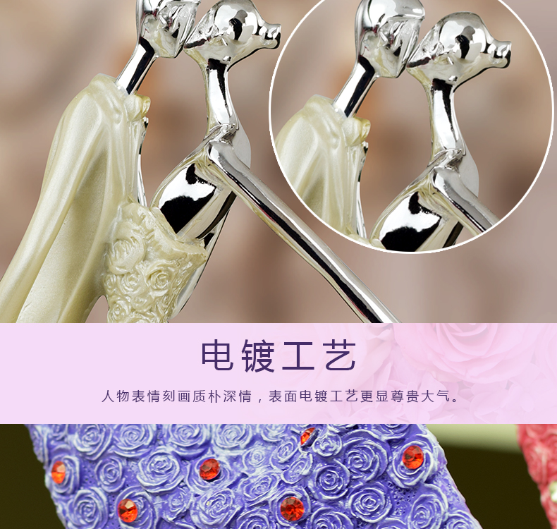 
                                        艺贝子人物装饰摆件婚庆礼品结婚礼物时尚家居装饰摆件工艺品婚庆情人节恋人礼物婚房摆件 金色                