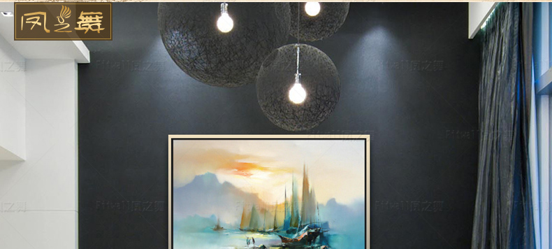 凤之舞油画现代简约客厅抽象画手绘油画家居餐厅玄关壁画酒店配画 欧式框4 75x65