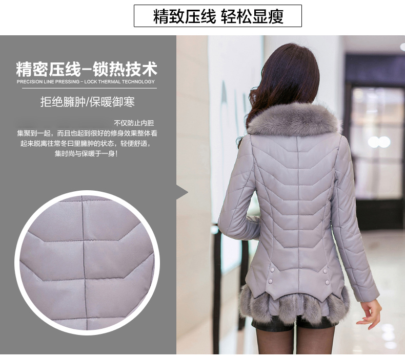 伊索琳2015冬季女装外套棉衣女棉服新款大毛领皮衣潮韩版 黑 色 L
