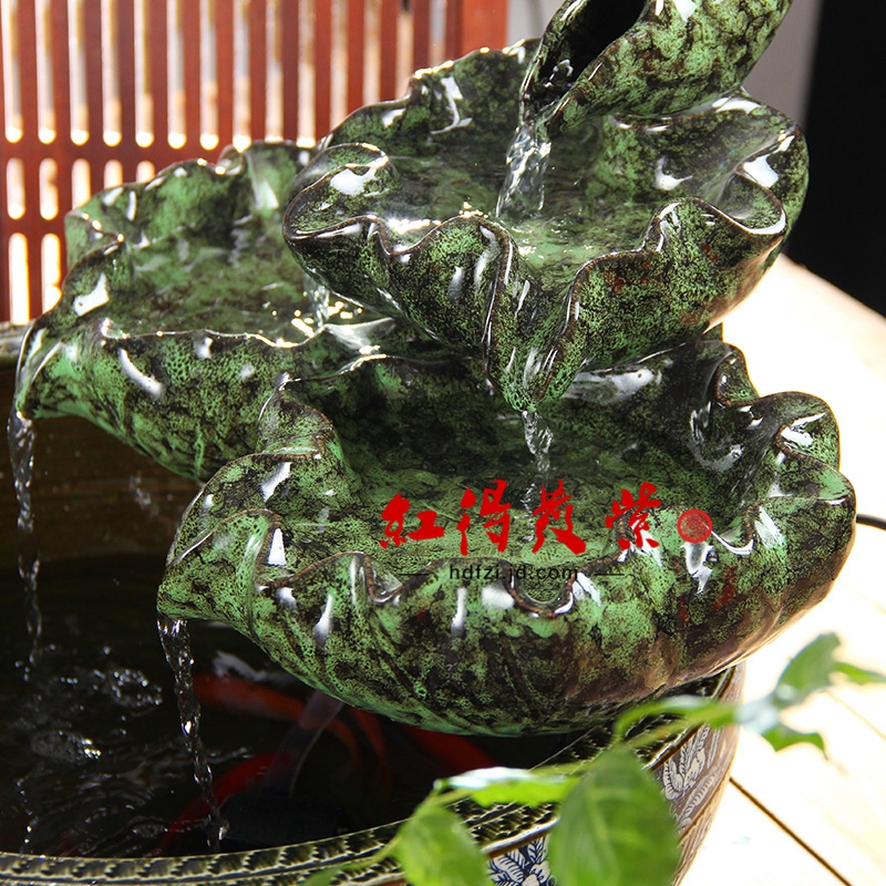 
                                                                                红得发紫景德镇陶瓷流水客厅创意家居摆件工艺品装饰品鱼缸喷泉 A款大号缸直径48CM高38CM                