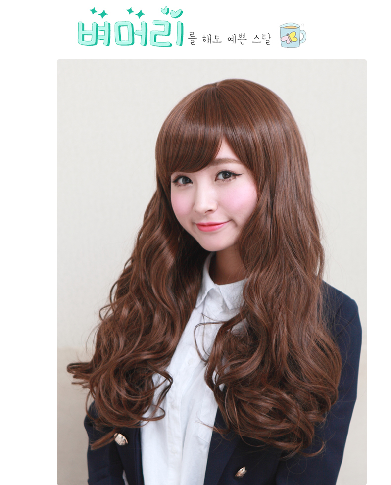 假发 女生假发长卷发 中长发 发型 蓬松逼真大波浪梨花头 浅棕色