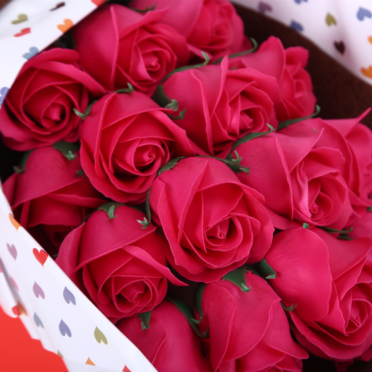 圣诞节情人节浪漫创意礼物27号 玫瑰花永生花香皂花礼盒花束3层加厚大