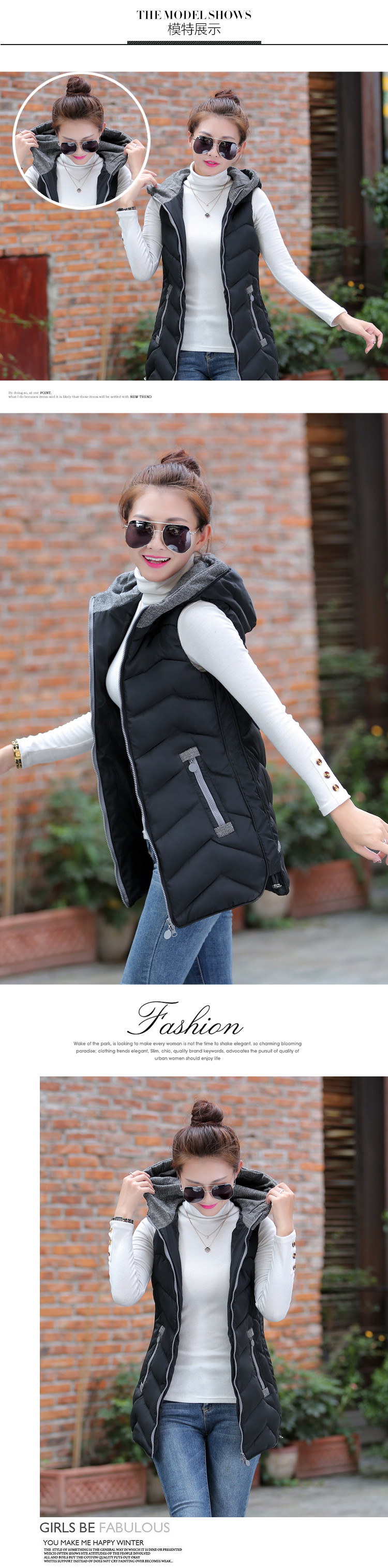 Baoxinfu 2015秋冬新款马甲羽绒棉服女外套韩版中长款大码加厚修身连帽棉衣女111 红色 XXXL