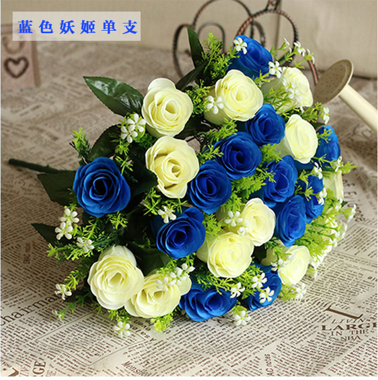 
                                                                                美丽空间仿真花玫瑰花束单支多头花朵套装婚庆塑料绢花艺客厅装饰品假花摆饰件双色手捧花 激情红单枝                