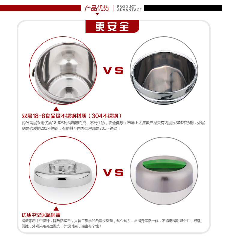 
                                        兴财 全钢真空提篮 NG3000  双层保温桶饭盒提锅 大容量便当饭盒餐盒 3.0L全钢真空提篮                