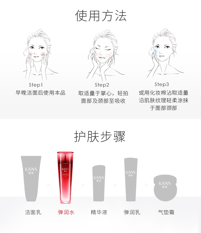 韩束（KanS）爽肤水巨水光高保湿弹润水（澎湃水乳水光科技套装）送女友礼物 弹润水120ml大瓶装【共发2瓶】