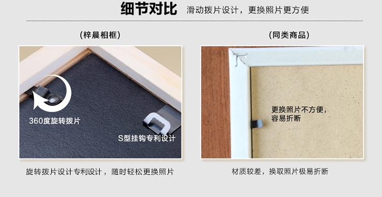 
                                        梓晨 实木挂墙相框 16寸 创意挂墙 摆台画框 白色 16寸1个挂式横竖可挂                