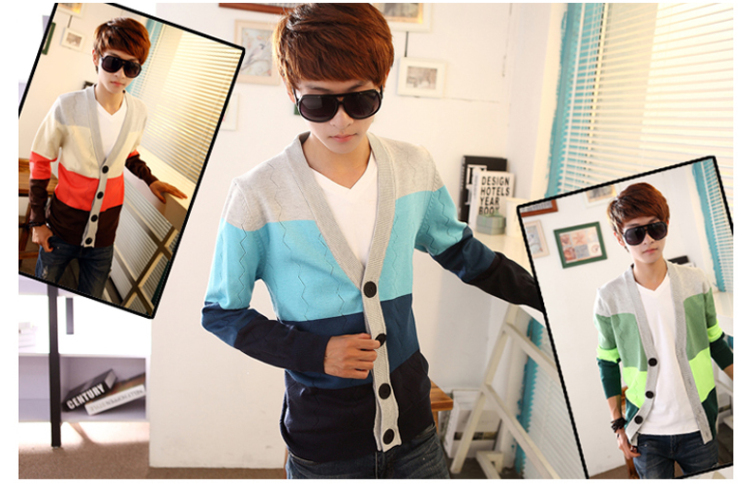 森雷司2014年青少年<em>针织衫</em>韩版男士毛衣<em>开衫</em>