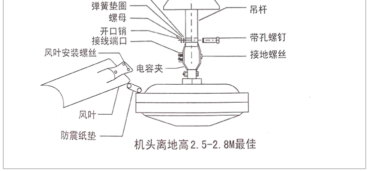 美的电风扇 吊扇 吊风扇 家用吊顶风扇铁叶 纯铜