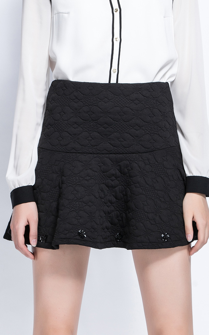 ONLY秋装新品荷叶边立体印花半裙A字裙子女L|11431E001 020白 165/68A/MR