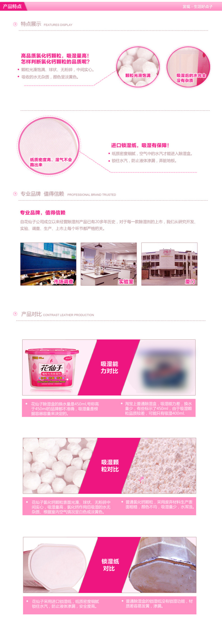 
                                                            花仙子 橱柜专用除湿剂450ml 衣柜防潮防霉干燥剂橱柜除湿盒3盒                