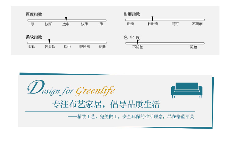 格蓝丽芙现代简约地中海纯棉餐桌布茶几布垫 波纹艺术 可定做 文艺蓝绿色 140*220cm