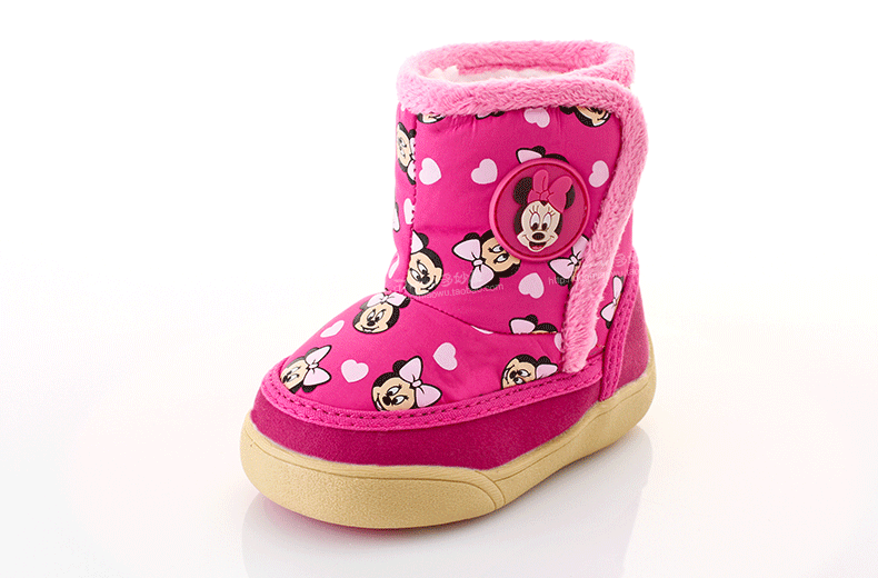 迪士尼童鞋宝宝鞋子雪地靴子短靴1-3岁 冬男童女童保暖棉鞋软底防滑