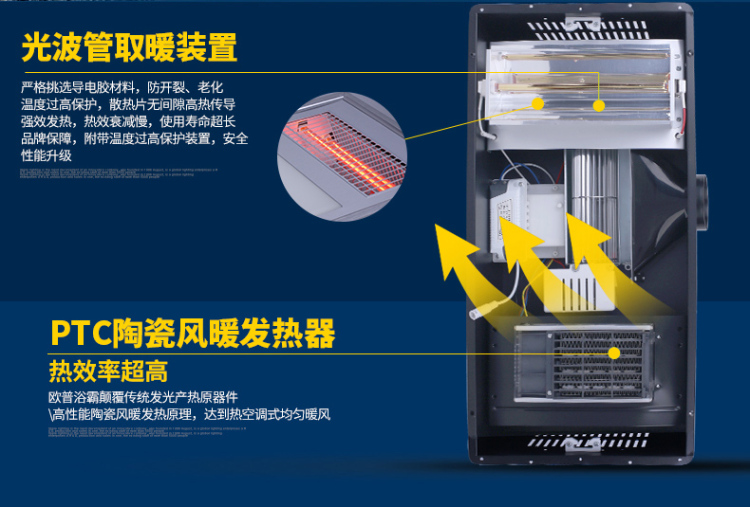 欧普 照明 浴霸 集成吊顶浴霸 超导PTC风暖光波取暖双模式led照明暖风四合一