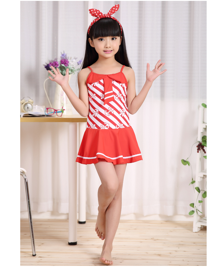 女童泳衣 连体泳衣女童大码校服风大童游泳装 5087藏蓝 xl