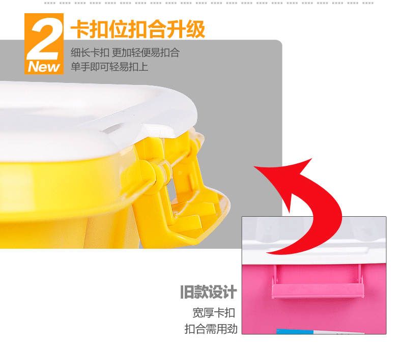 茶花收纳箱收纳盒整理箱塑料大号衣服棉被车载玩具床底储物筐 红色 58L  (3个装)