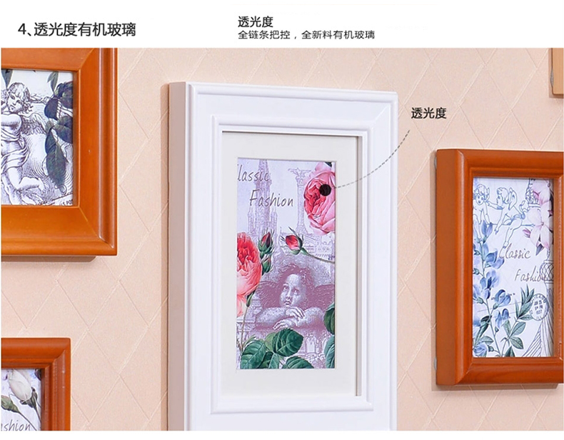 
                                        全悦 实木照片墙 相框 欧式椭圆组合相框墙 客厅创意家居相片墙13SM562欧 欧式升级版-白原胡+田园风格                