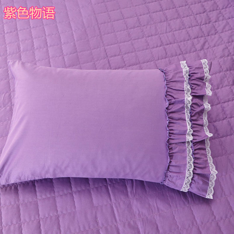 
                                        欧苏缦纯色枕套 韩版夹棉床裙 配套枕套1对 粉色浪漫枕套一对                