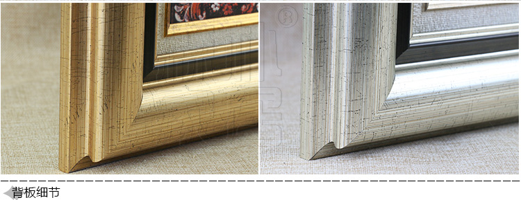 
                                        森朴 欧式客厅沙发背景墙装饰画 金色花鸟挂画三联画富贵招财大尺寸壁画 奢华金框3件套 55*70                