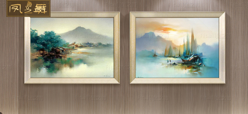凤之舞油画现代简约客厅抽象画手绘油画家居餐厅玄关壁画酒店配画 欧式框4 75x65