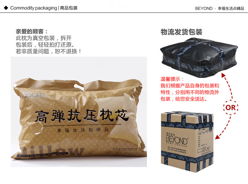 
                                        博洋家纺 枕芯/枕头 高弹抗压枕 全棉面料舒适单人枕 高弹抗压枕                