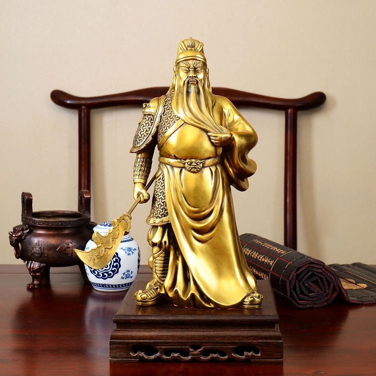 铜关公铜像摆件 武财神关羽关二爷大号招财纳福开业礼品 小号关公