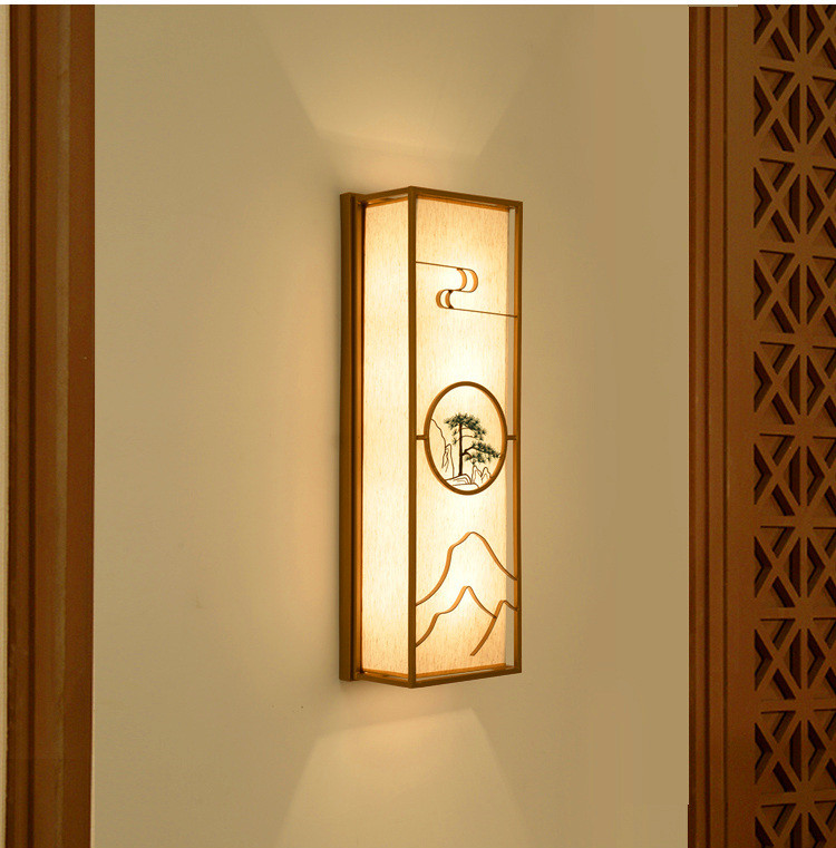 欧富拉 新中式壁灯 床头创意个性艺术小鸟铜材客厅走.